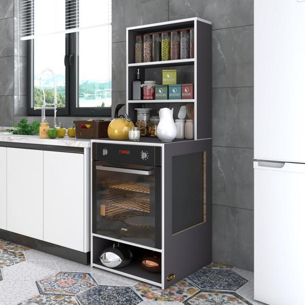 Kenzlife ankastre fırın dolabı ismihan gri 165*60*56 mutfak raflı - Image 1