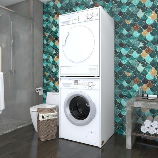 Kenzlife çamaşır-kurutma makinesi dolabı evgeniyamdf byz 180*70*60 % 100 mdf full mdf banyo çift katlı kapaksız arkalıks - Image 1