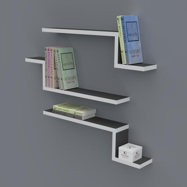 Kenzlife kitaplık mediha 015*060*20*3 gri duvar rafı  - Image 1