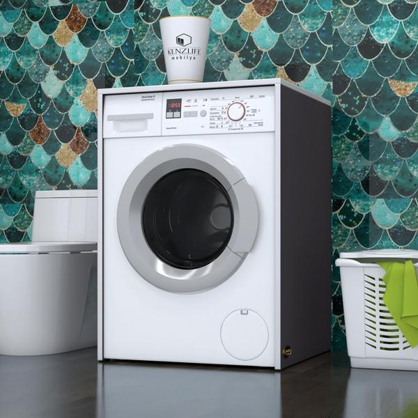 Kenzlife çamaşır&kurutma makinesi dolabı büyük boy afanasi gri 100*80*70 banyo kapaksız arkalıksız - Image 1