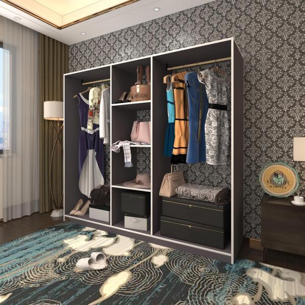 Kenzlife giysi dolabı temel 180*200*40 gri gardırop - Image 1