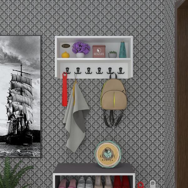 Kenzlife elbise askılığı askılık zeytuni byz 35*070*20 siyah 6 adet askı portmanto raflı - Image 1