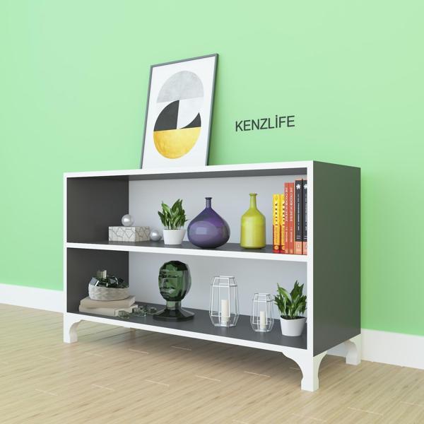 Kenzlife kitaplık tuğçe 048*090*020 gri ayaklı mutfak dolabı banyo ofis ayakkabılık kiler - Image 1