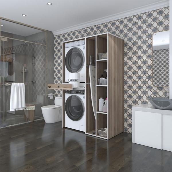 Kenzlife çamaşır-kurutma makinesi dolabı gutas sağ crd 187*120*60 çekmeceli banyo - Image 1