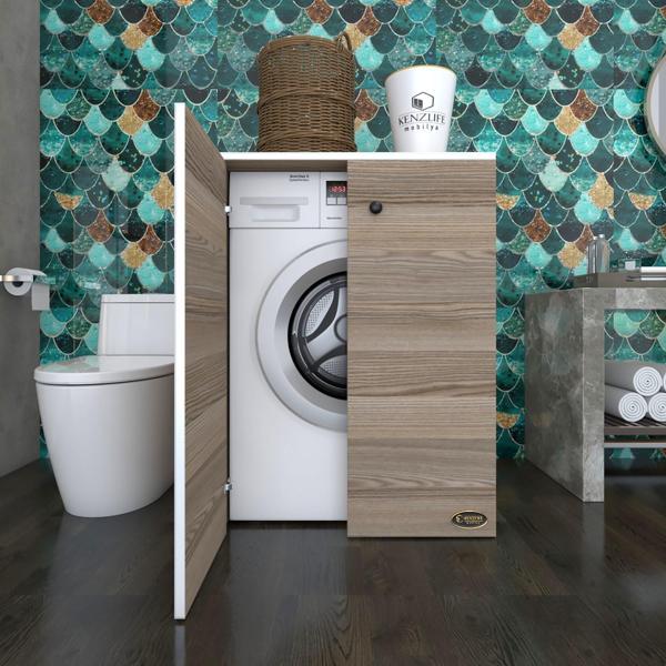 Kenzlife çamaşır&kurutma makinesi dolabı büyük boy kapaklı lubmila crd 100*80*70 banyo ofis kapaklı arkalıksız - Image 1