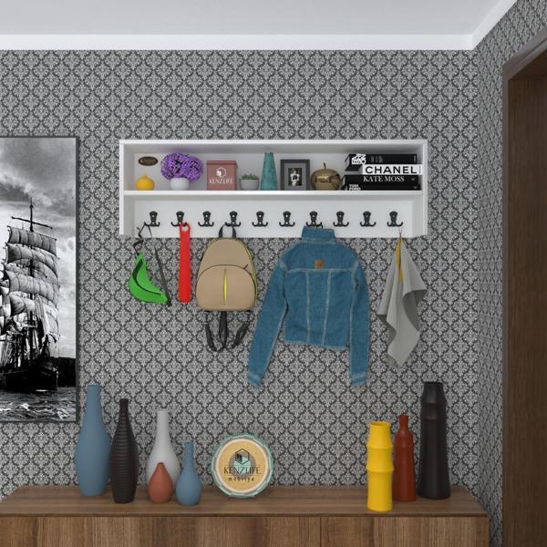 Kenzlife elbise askılığı askılık zeytuni byz 35*120*20 siyah 10 adet askı portmanto raflı - Image 1
