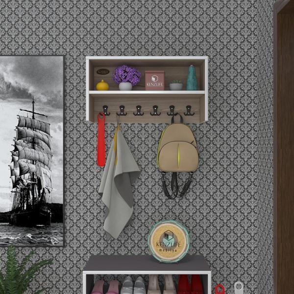 Kenzlife elbise askılığı askılık zeytuni crd 35*070*20 siyah 6 adet askı portmanto raflı - Image 1