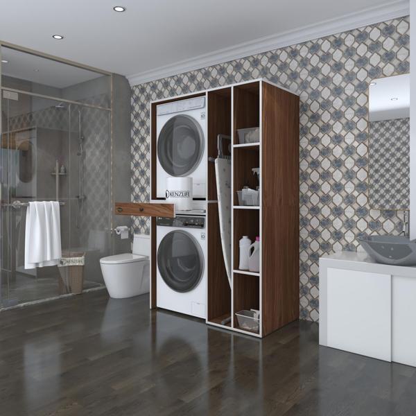 Kenzlife çamaşır-kurutma makinesi dolabı gutas sağ cvz 187*120*60 çekmeceli banyo - Image 1