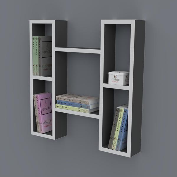 Kenzlife kitaplık melisa 060*060*20 gri duvar rafı  - Image 1