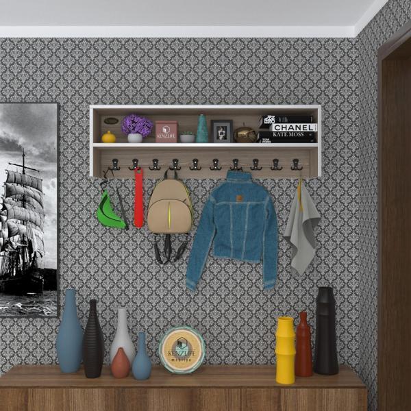 Kenzlife elbise askılığı askılık zeytuni crd 35*120*20 siyah 10 adet askı portmanto raflı - Image 1