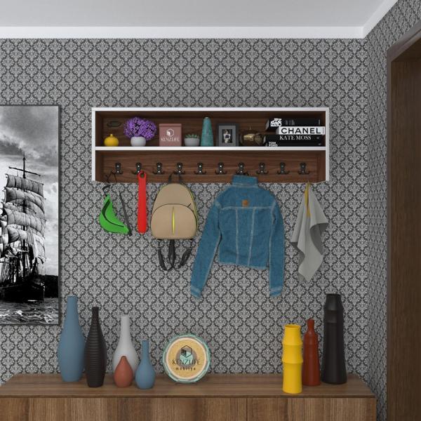 Kenzlife elbise askılığı askılık zeytuni cvz 35*120*20 siyah 10 adet askı portmanto raflı - Image 1