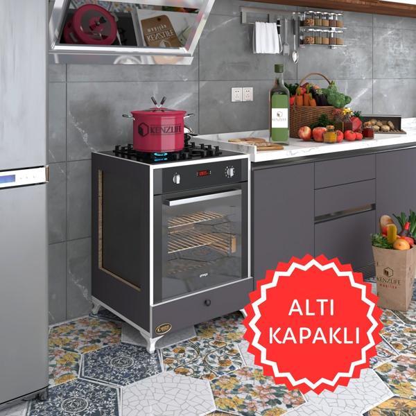 Kenzlife ankastre modülü kabini altın3 gri fırın ocak dolabı kapaklı ayaklı  - Image 1