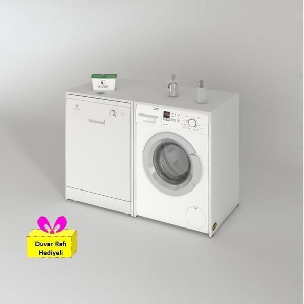 Kenzlife çamaşır&kurutma&bulaşık makinesi dolabı naumkare byz 90*140*60 arkalıksız + tekli duvar rafı hediyeli - Image 1