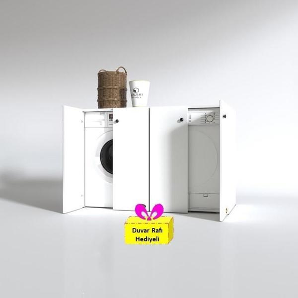 Kenzlife çamaşır&kurutma&bulaşık makinesi dolabı tatyanakare byz 90*140*60 arkalıksız + tekli duvar rafı hediyeli - Image 1