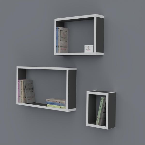 Kenzlife kitaplık neslişah 030*060*20*3 gri duvar rafı  - Image 1