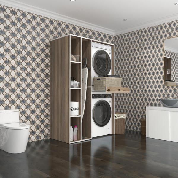Kenzlife çamaşır-kurutma makinesi dolabı gutas sol crd 187*120*60 çekmeceli banyo - Image 1