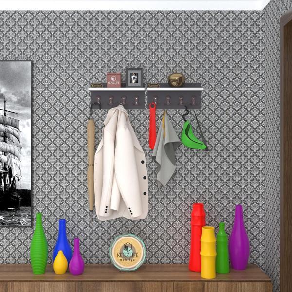 Kenzlife elbise askılığı karayemiş2 gri 26*076*12 vestiyer portmanto askı askılık 8 adet askı - Image 1