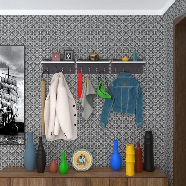 Kenzlife elbise askılığı karayemiş3 gri 26*114*12 vestiyer portmanto askı askılık 12 adet askı - Image 1