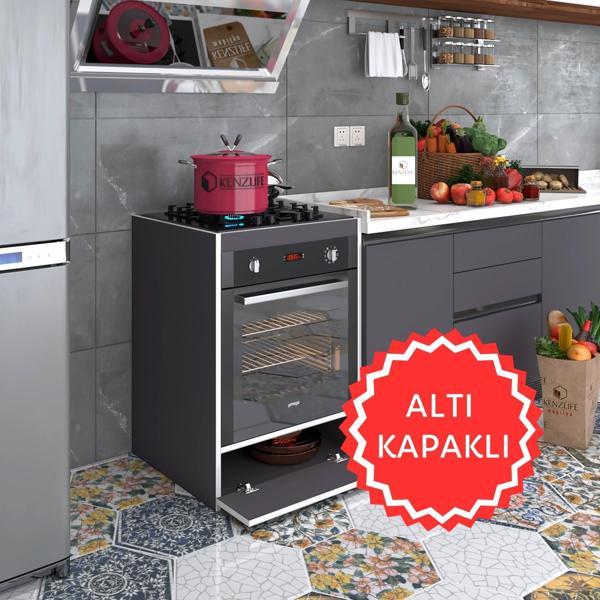 Kenzlife ankastre modülü kabini berilyum gri fırın ocak dolabı kapaklı   - Image 1
