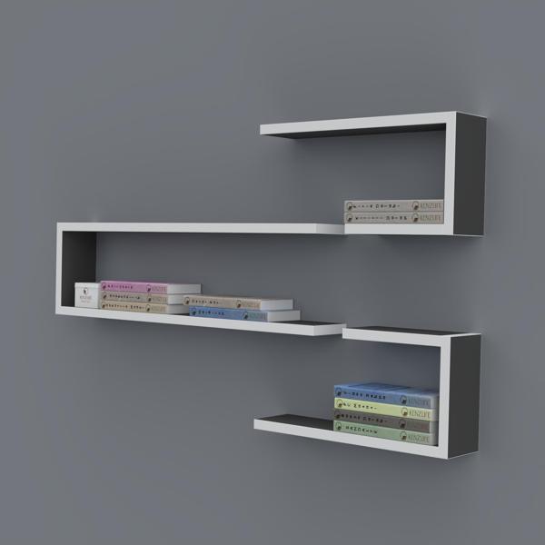 Kenzlife kitaplık nevres 060*100*20 gri duvar rafı  - Image 1