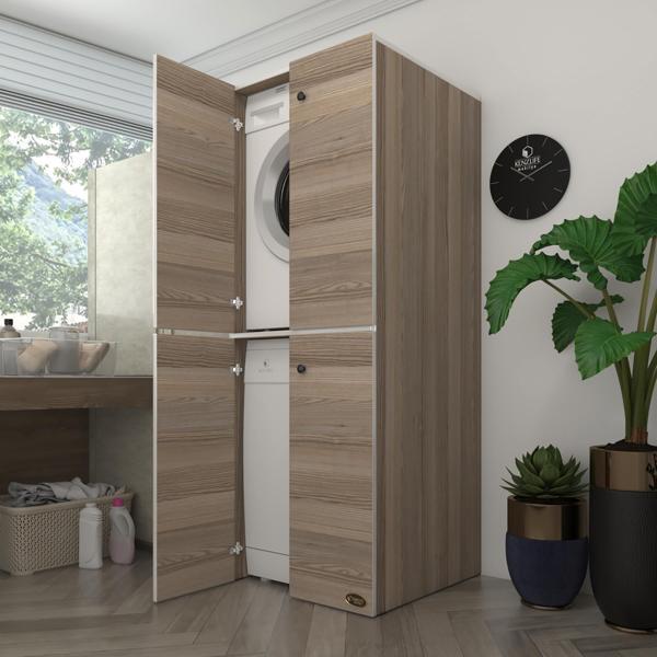 Kenzlife çamaşır-bulaşık makinesi dolabı kapaklı roksana crd 180*70*60 banyo çift katlı arkalıksız - Image 1