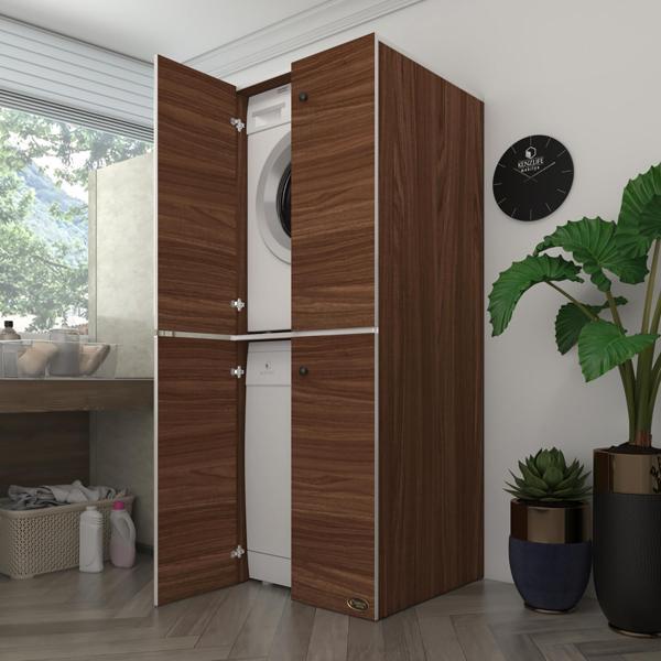 Kenzlife çamaşır-bulaşık makinesi dolabı kapaklı roksana cvz 180*70*60 banyo çift katlı arkalıksız - Image 1