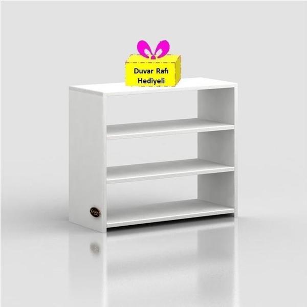 Kenzlife ayakkabılık goya byz 060*70*30 arkalıksız ayakkabı ofis dolabı + tekli duvar rafı hediyeli - Image 1