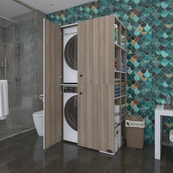 Kenzlife çamaşır-kurutma makinesi dolabı kapaklı fedyenka crd 180*090*60 banyo arkalıksız - Image 1