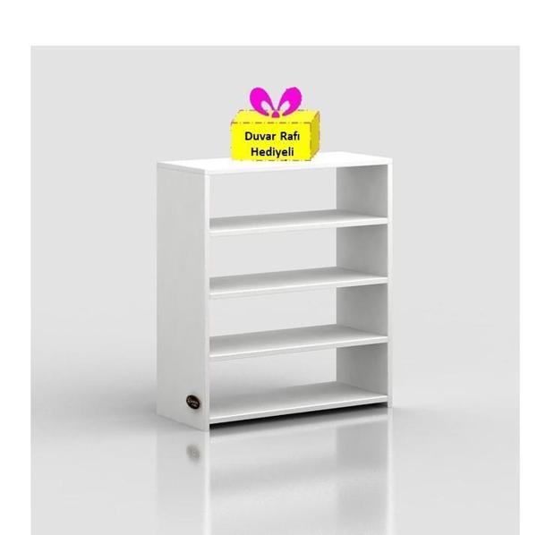 Kenzlife ayakkabılık goya byz 080*70*30 arkalıksız ayakkabı ofis dolabı + tekli duvar rafı hediyeli - Image 1