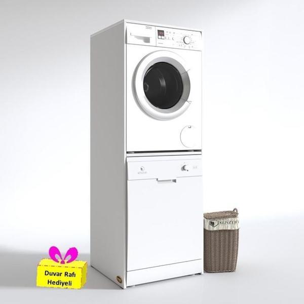 Kenzlife çamaşır-bulaşık makinesi dolabı katinka byz 180*70*60 banyo çift katlı arkalıksız + tekli duvar rafı hediyeli - Image 1