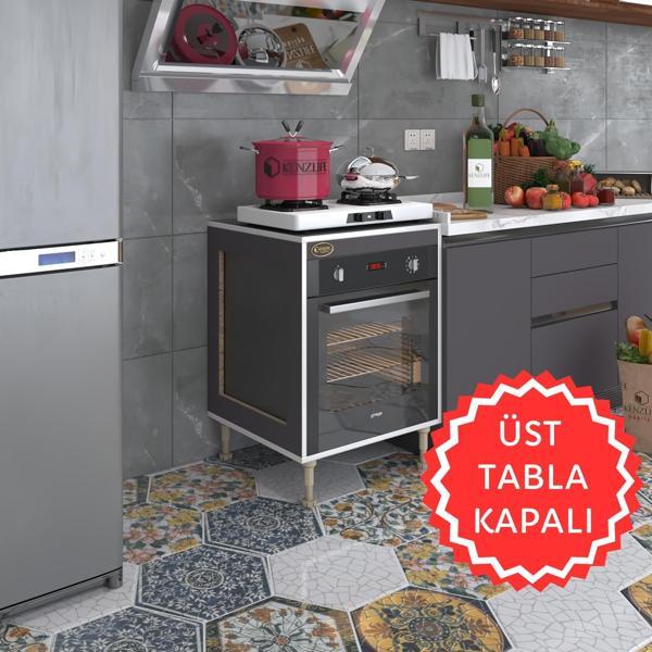 Kenzlife ankastre modülü kabini esena mono3 gri 89-81*60*56 fırın ocak dolabı ayarlı ayaklı üstü kapalı  - Image 1