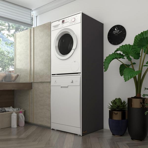 Kenzlife çamaşır-bulaşık makinesi dolabı katinka gri 180*70*60 banyo çift katlı kapaksız arkalıksız - Image 1