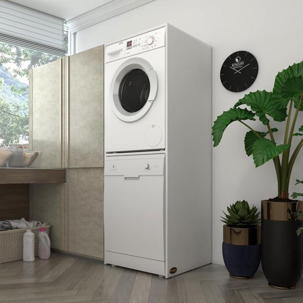 Kenzlife çamaşır-bulaşık makinesi dolabı katinkamdf byz 180*70*60 % 100 mdf full mdf banyo çift katlı kapaksız arkalıksı - Image 1