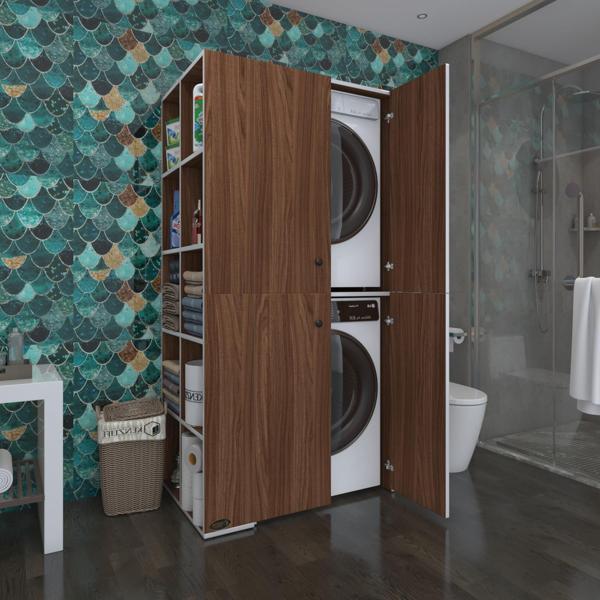 Kenzlife çamaşır-kurutma makinesi dolabı kapaklı fedyenka sol cvz 180*090*60 banyo arkalıksız - Image 1