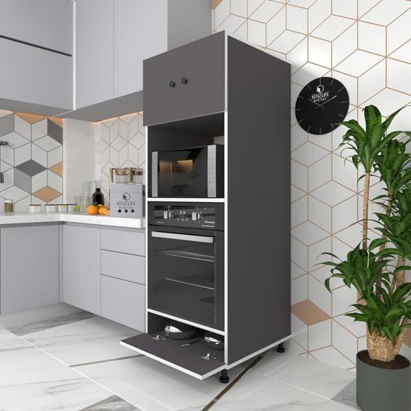 Kenzlife fırın dolabı halide gri 162*60*56 mutfak kapaklı ayaklı banyo kiler ofis - Image 1