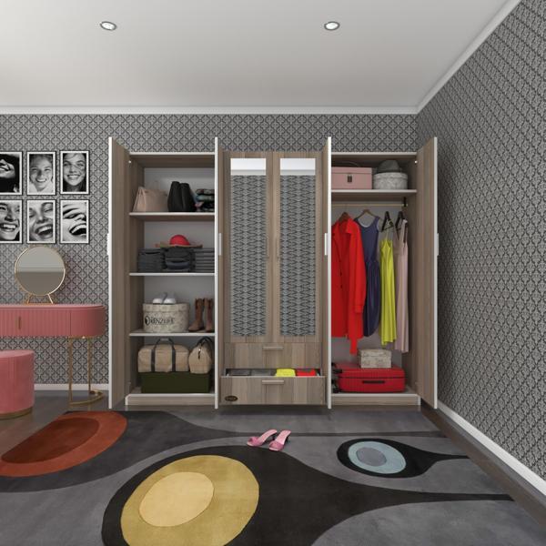 Kenzlife gardırop 6 kapılı çekmeceli begonvil210 crd aynalı kapaklı gardolap dolap - Image 1