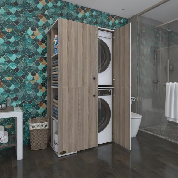 Kenzlife çamaşır-kurutma makinesi dolabı kapaklı foka crd 180*090*60 banyo arkalıksız - Image 1
