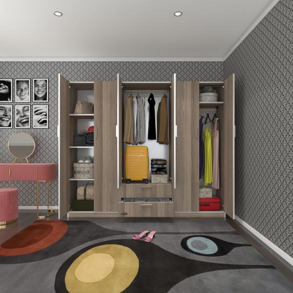 Kenzlife gardırop 6 kapılı çekmeceli begonvil210 crd kapaklı gardolap dolap - Image 1