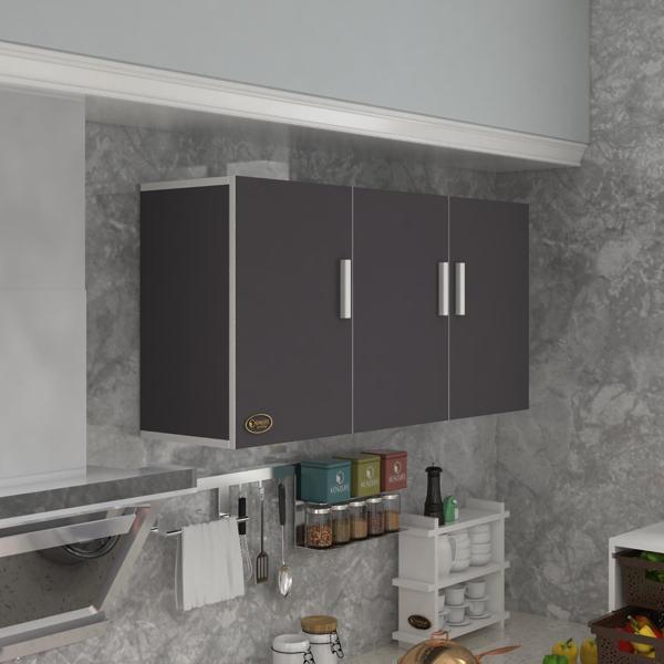 Kenzlife hazır mutfak canna22 gri 060*120*22 mutfak banyo dolabı kapaklı raflı - Image 1