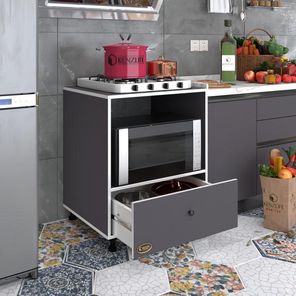 Kenzlife ocak dolabı nevresel gri 85*70*60 XLARGE çekmeceli hazır mutfak klasik setüstü ocak için sabit tabla - Image 1