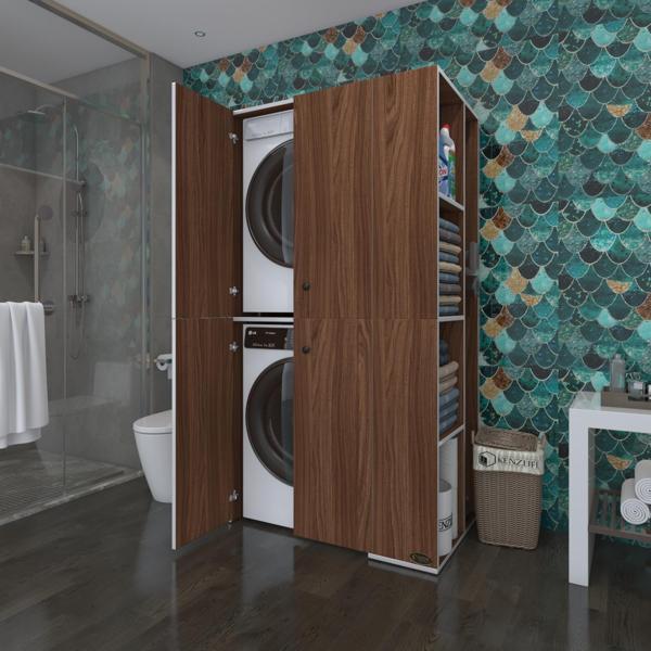 Kenzlife çamaşır-kurutma makinesi dolabı kapaklı foka cvz 180*090*60 banyo arkalıksız - Image 1
