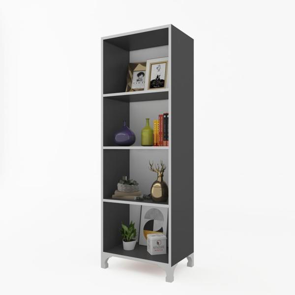 Kenzlife kitaplık tuğçe 148*060*020 gri ayaklı mutfak dolabı banyo ofis ayakkabılık kiler - Image 1