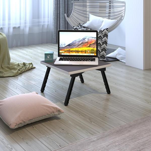 Kenzlife laptop dizüstü bilgisayar sehpası tankutay gri 20*39*39 yemek sofra siyah ayak - Image 1