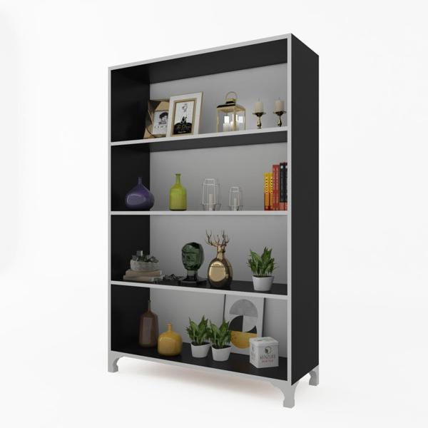 Kenzlife kitaplık tuğçe 148*090*020 gri ayaklı mutfak dolabı banyo ofis ayakkabılık kiler - Image 1