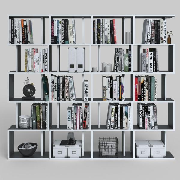 Kenzlife kitaplık raf diba4 gri 129X160x19 banyo kiler ofis (m) - Image 1
