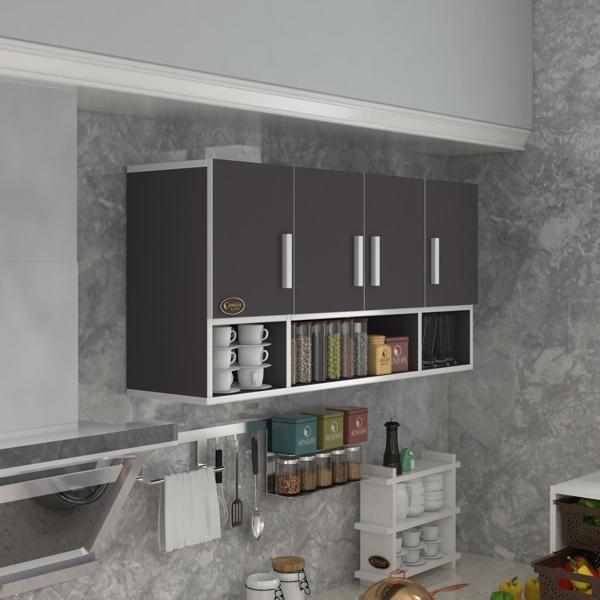 Kenzlife hazır mutfak severus gri 060*120*22 mutfak banyo dolabı kapaklı raflı - Image 1