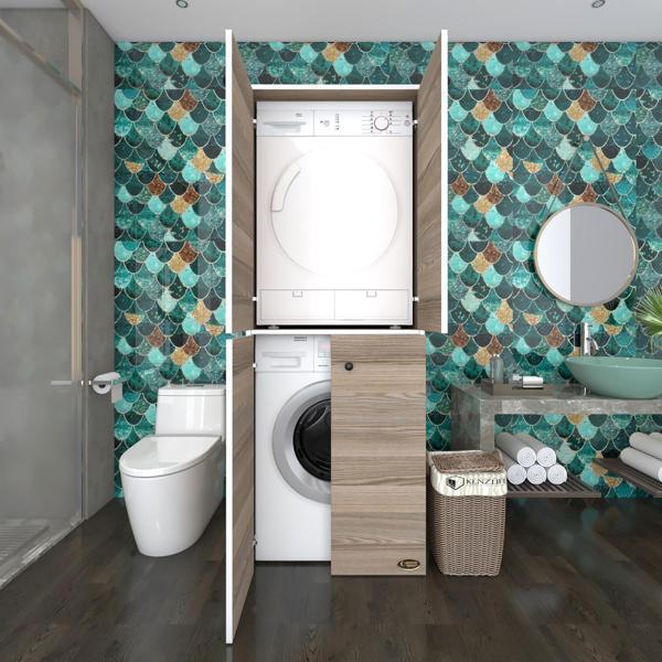 Kenzlife çamaşır-kurutma makinesi dolabı kapaklı jelena crd 180*70*60 banyo çift katlı arkalıksız - Image 1