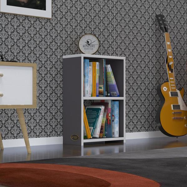 Kenzlife kitaplık süper ga 060*40*19 gri 2 katlı tek bölme ofis mutfak banyo dolabı arkalıksız - Image 1