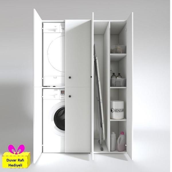 Kenzlife çamaşır-kurutma makinesi dolabı kapaklı yaromira byz 180*120*60 banyo arkalıksız + teklif duvar rafı hediyeli - Image 1