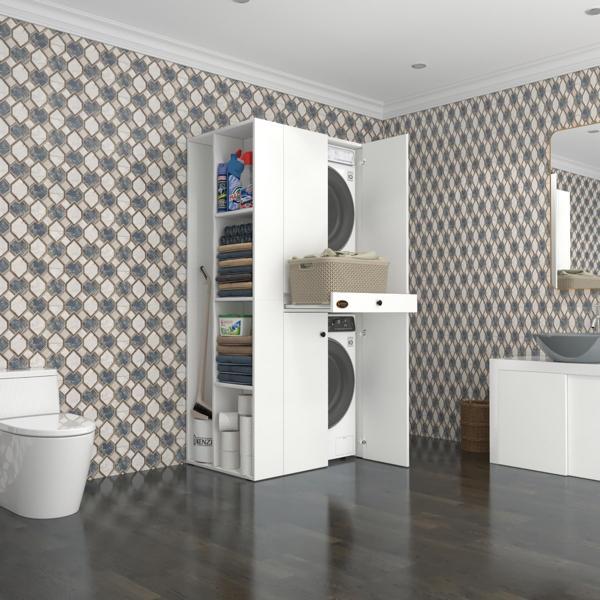 Kenzlife çamaşır-kurutma makinesi dolabı ahi evranmdf sol byz 187*090*60 çekmeceli % 100 FULL MDF - Image 1